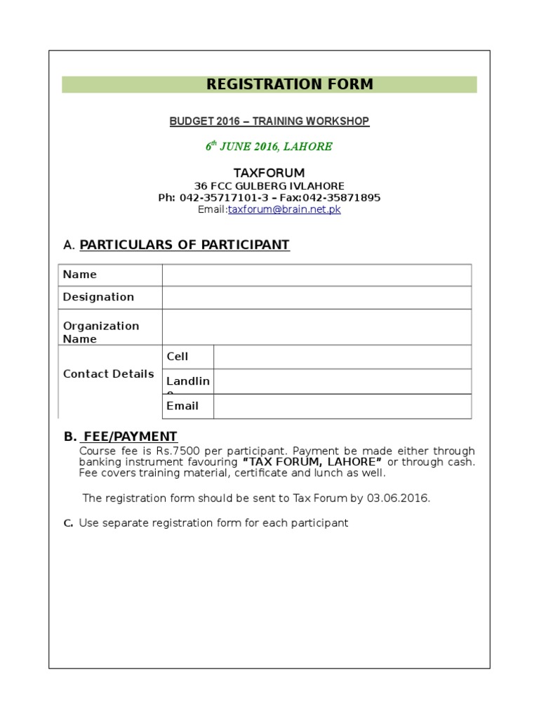 Registration Form: A. Particulars of Participant | PDF | Career & Growth