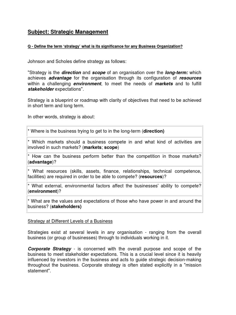 Strategic Management & 5Ps Explained | PDF | Strategic Management ...