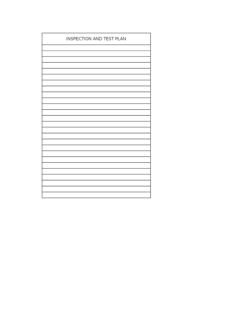 Inspection and Test Plan | PDF | Technology & Engineering