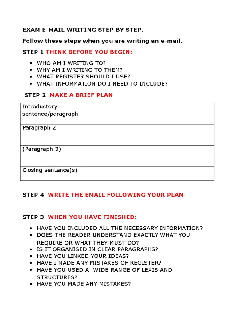 Exam Easdmail Writing - Step by Step | PDF