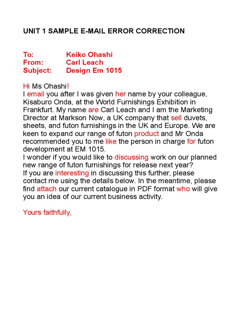 Sample Business Letter With Errors 8+ Sample Letter Of Error | Format,