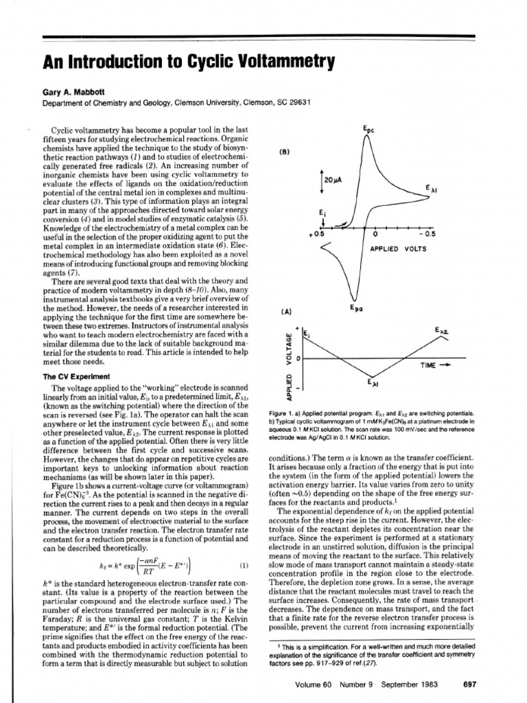 An Introduction To Cyclic Voltammetry | PDF | Redox | Electrochemistry