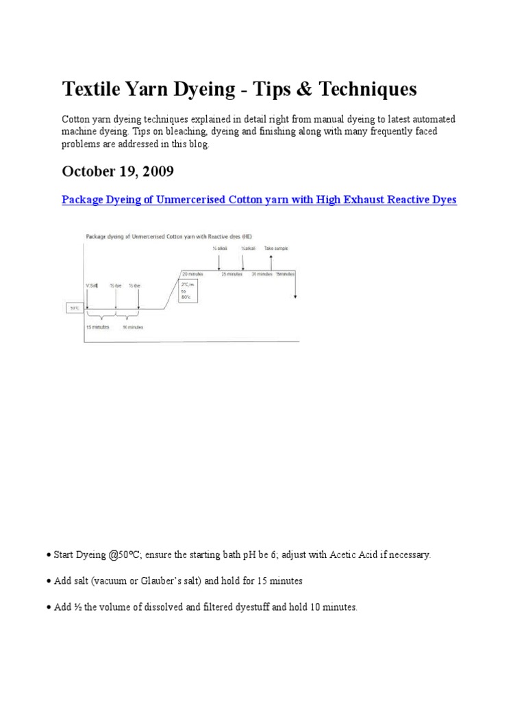 Textile Yarn Dyed Tips & Technique | PDF | Dye | Dyeing