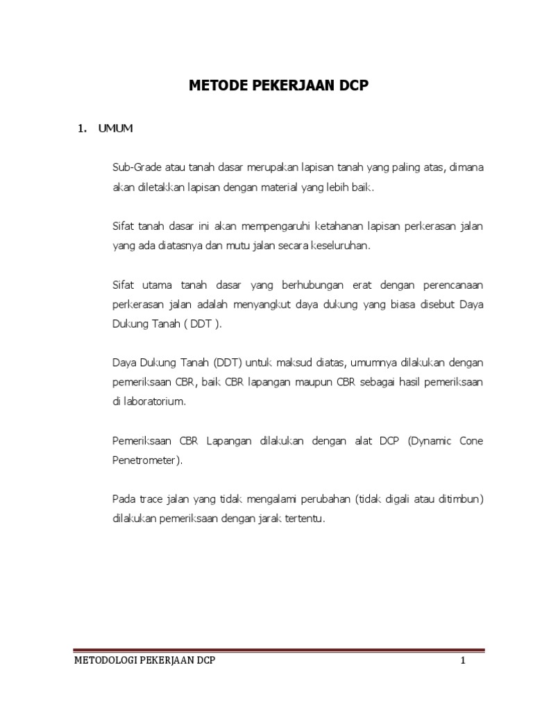 Metodologi Pekerjaan DCP | PDF | Teknologi & Rekayasa