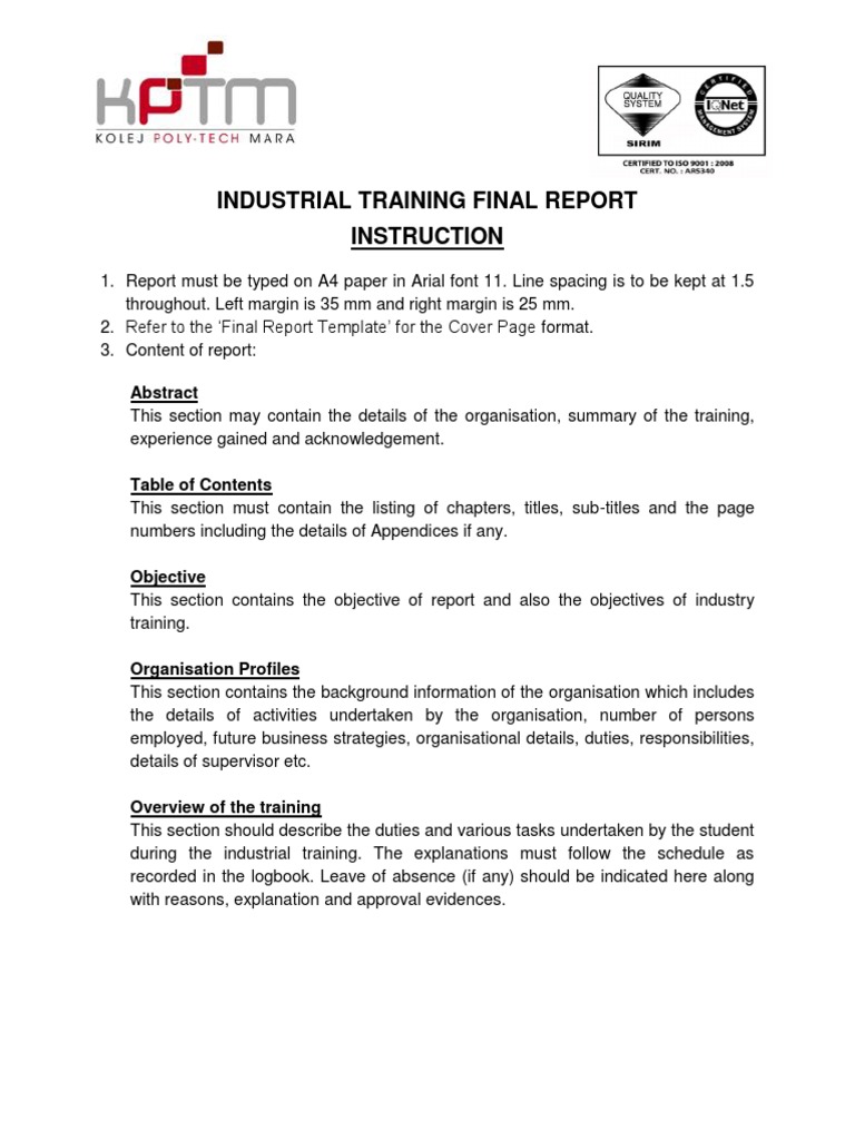 Final Report Instruction | PDF | Evaluation | Cognition