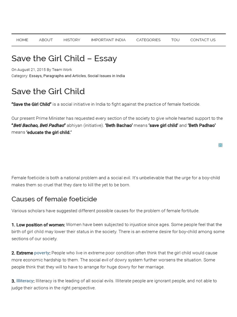 The girl child essay 1500 words image