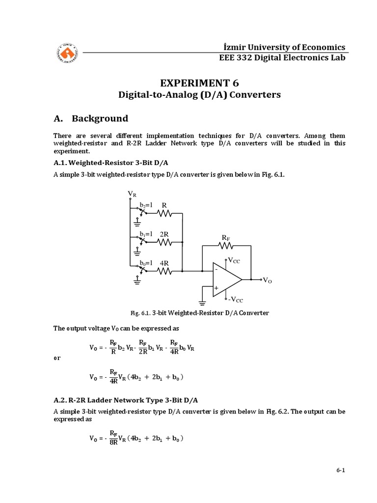 Experiment 6: Digital-to-Analog (D/A) Converters A. Background | PDF ...