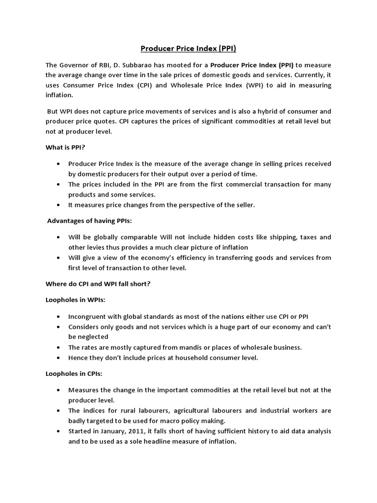 Producer Price Index PDF Consumer Price Index Index (Economics)