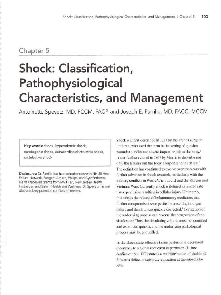 Chapter 5 Shock Classification Pathophysiological Characteristics and ...
