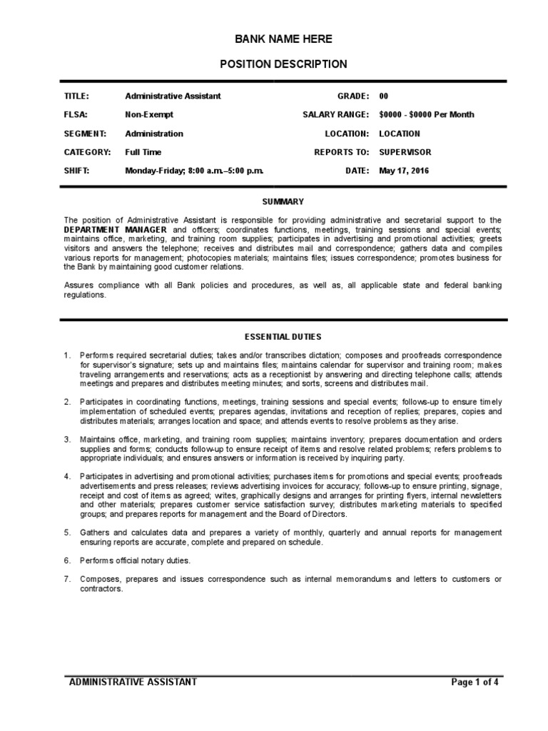 Administrative Assistant Job Overview | PDF | Career & Growth | Business