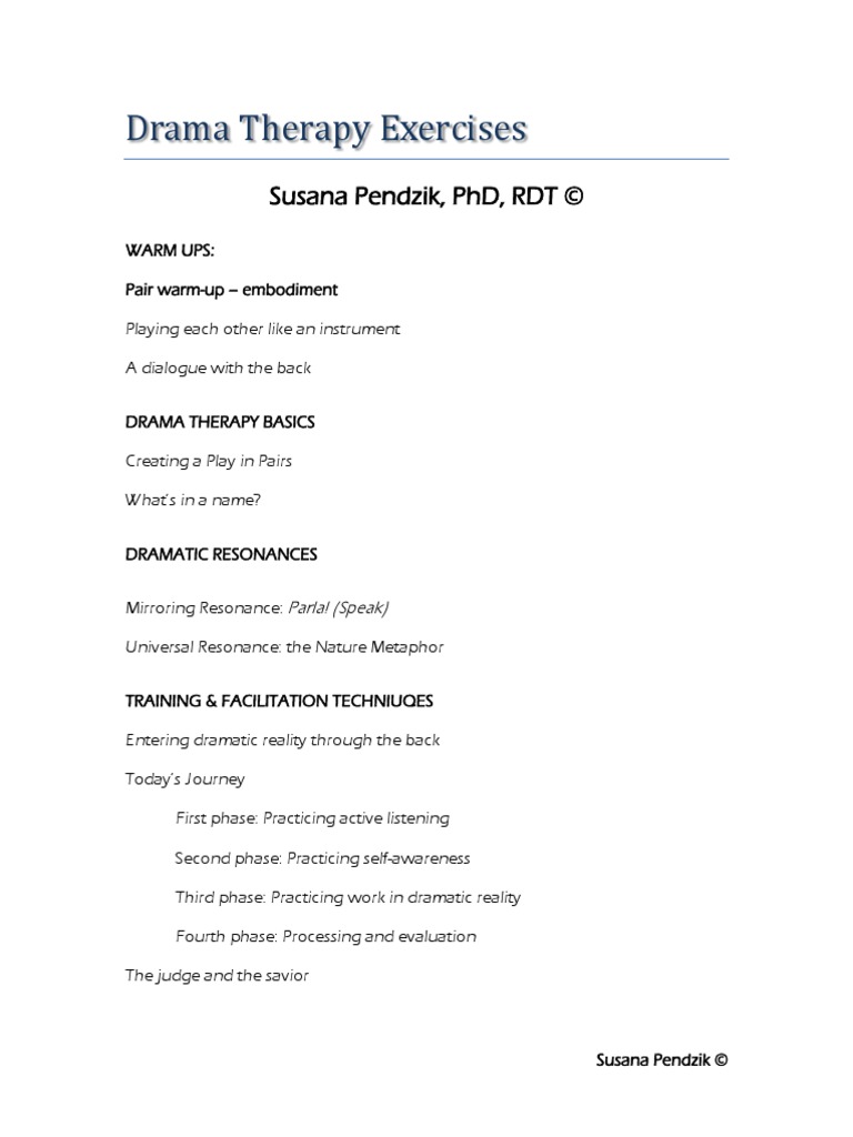 Drama Therapy Exercises Facilitator Psychology & Cognitive Science