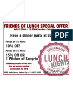 Have A Dinner Party at LUNCH! !: Friends of Lunch Special Offer