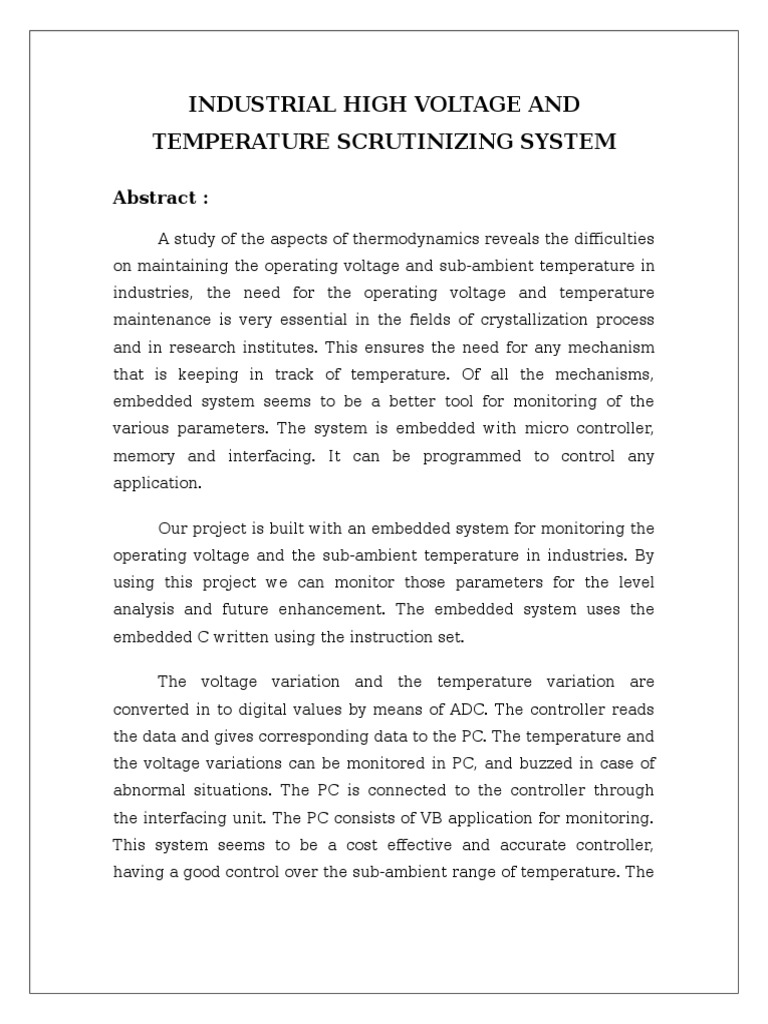 Industrial Voltage and Temperature Monitoring System | PDF | Computers ...