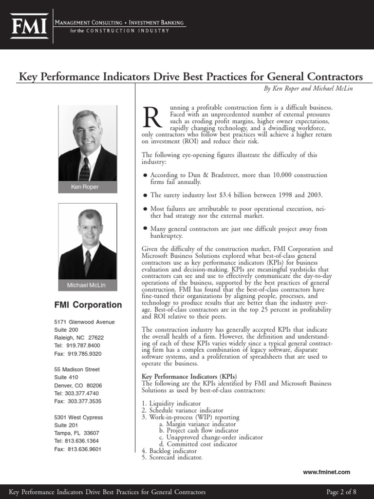 Key Performance Indicators Drive Best Practices For General Contractors ...
