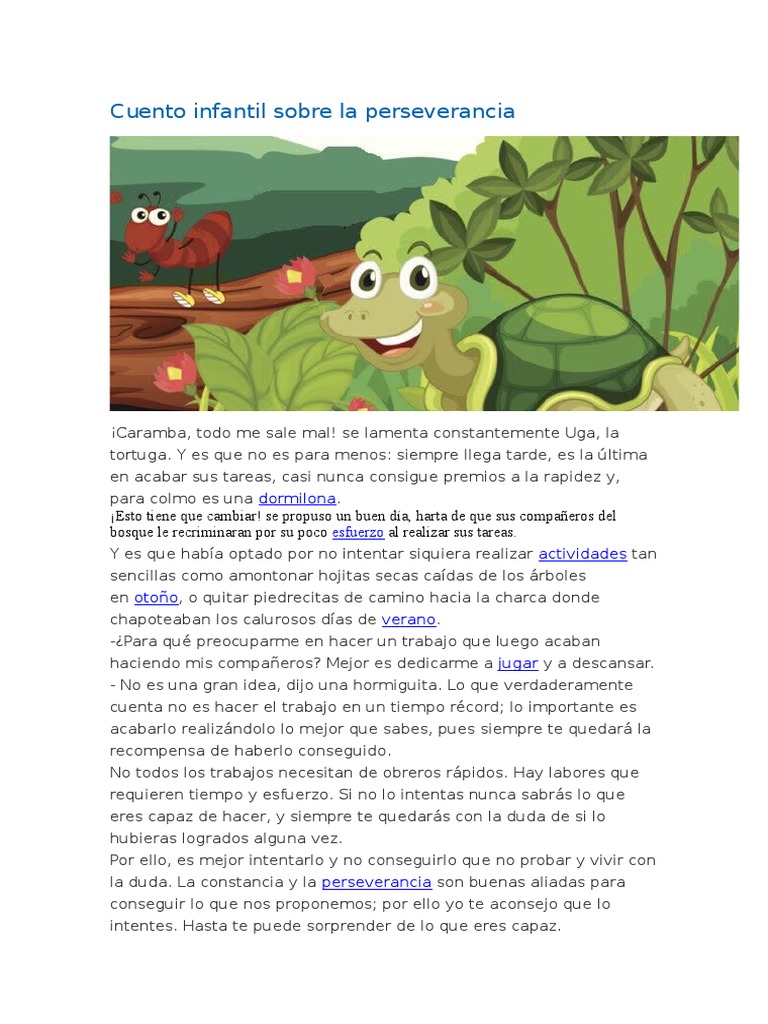 Cuento Infantil Sobre La Perseverancia Cuentos
