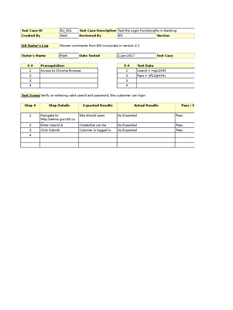 Test Case Step Files Pdf: Test Case Template Pdf – RLBGMS