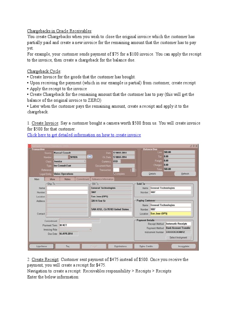 Chargebacks in Oracle Receivables Process | PDF | Receipt | Invoice