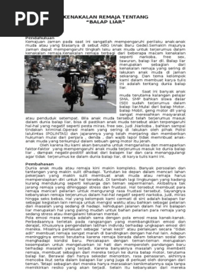 Kenakalan Remaja Tentang Balap Liar