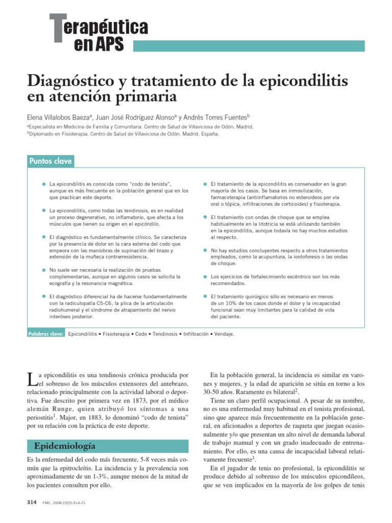 2008 Diagnóstico y Tratamiento de La Epicondilitis en Atención Primaria ...