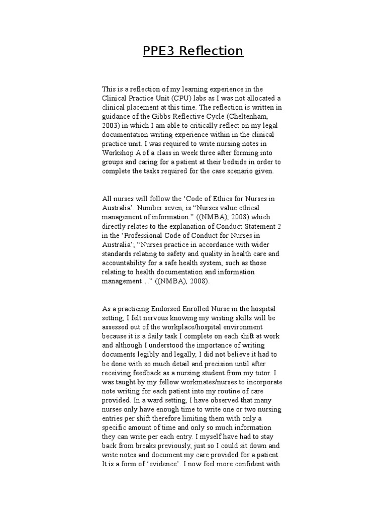 Nursing Documentation Reflection | PDF | Nursing | Patient
