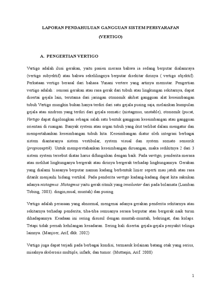 Laporan Pendahuluan Vertigo