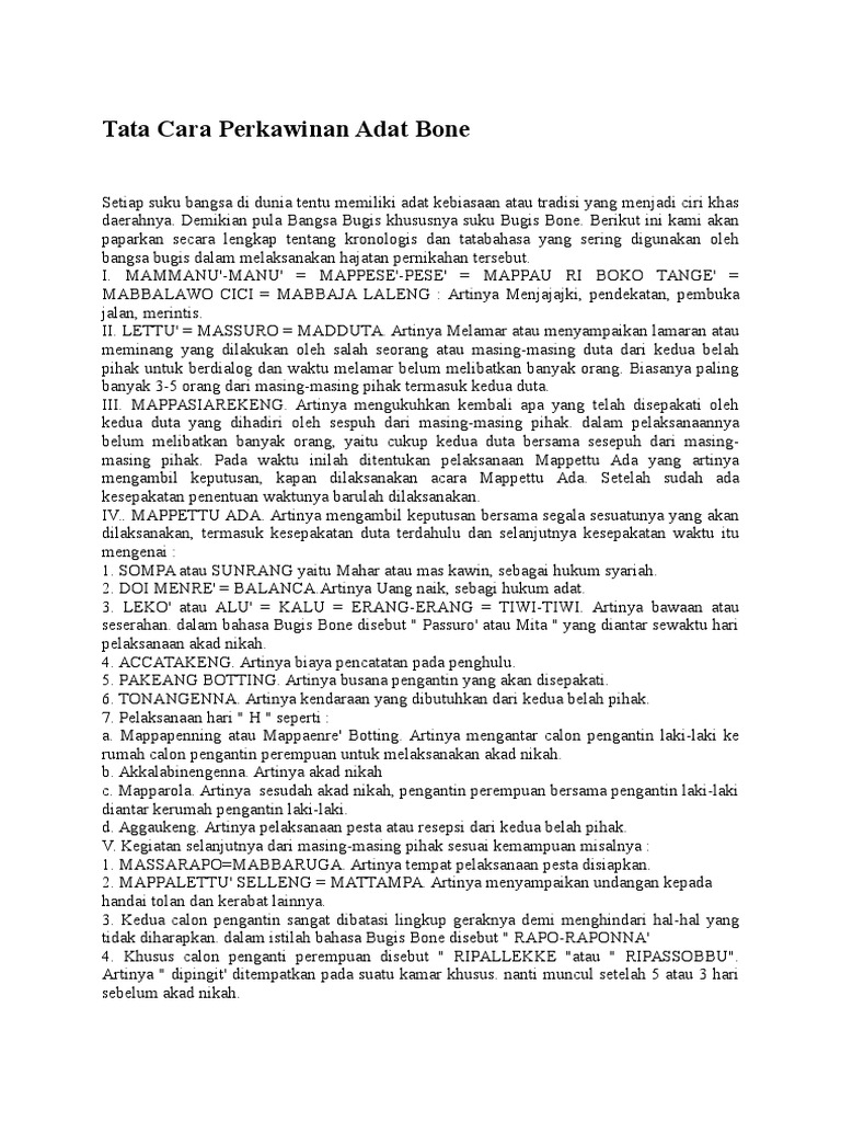 Tata Cara Perkawinan Adat Bone
