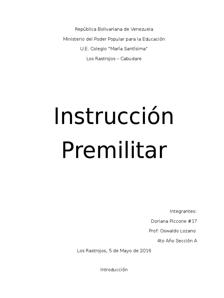Importancia de la Instrucción Premilitar | PDF | Estado (política) | Nación