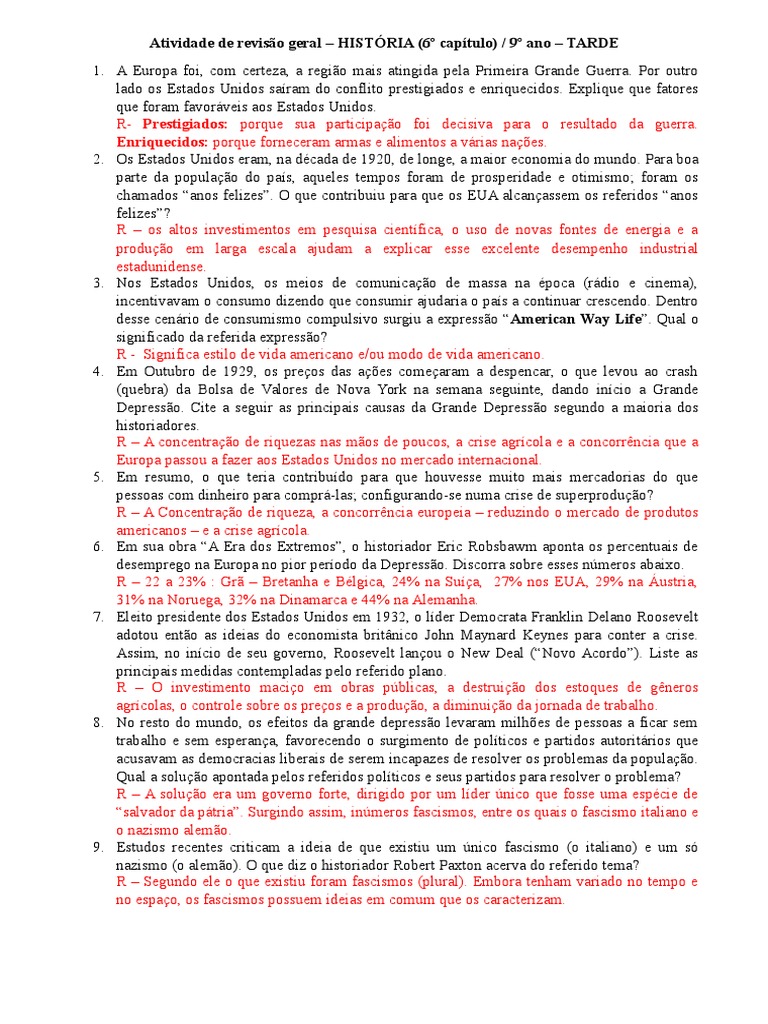 Exercicios Sobre A Revolução Russa 9 Ano Com Gabarito