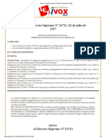 Bolivia Decreto Supremo #24721, 23 de Julio de 1997