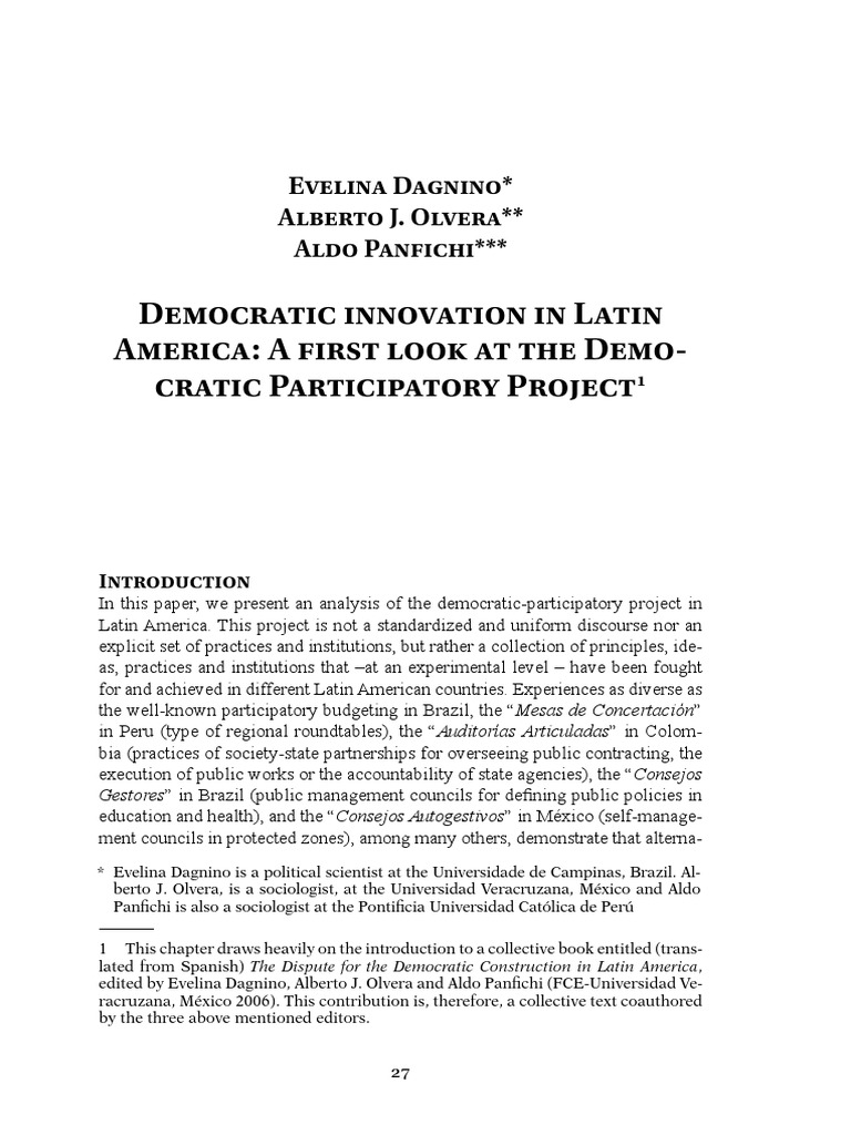 Democratic Innovation in Latin America: A First Look at The Demo-Cratic ...