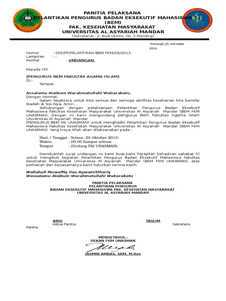 Undangan Pelantikan