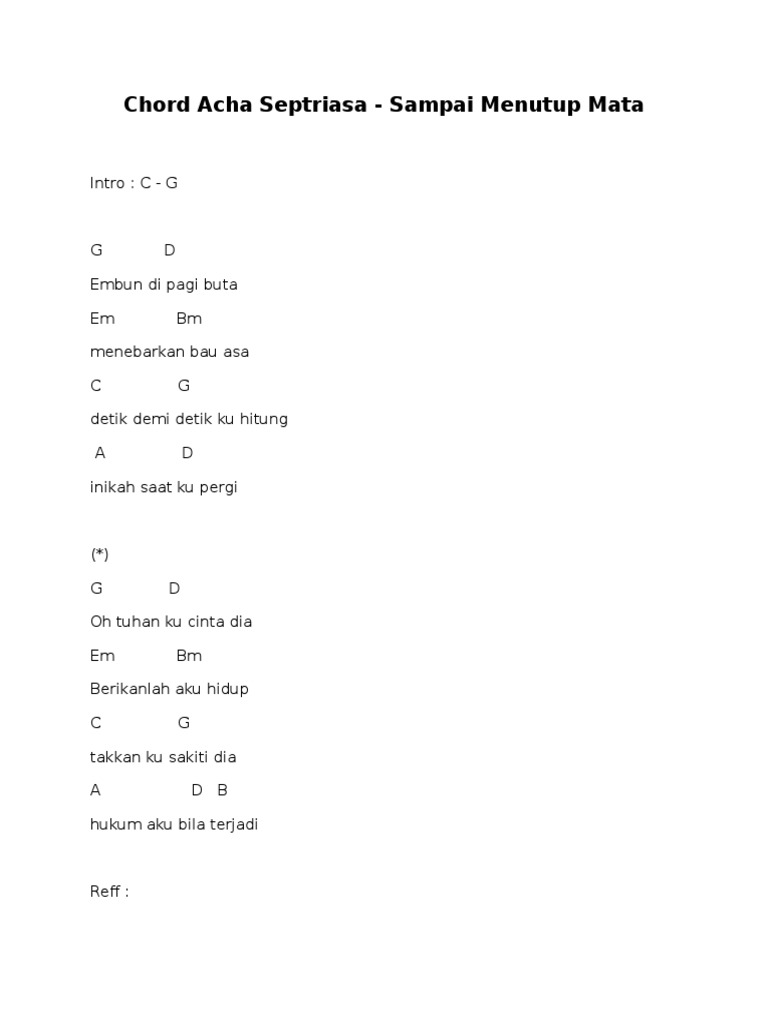 Chord Acha Septriasa Sampai Menutup Mata Pdf
