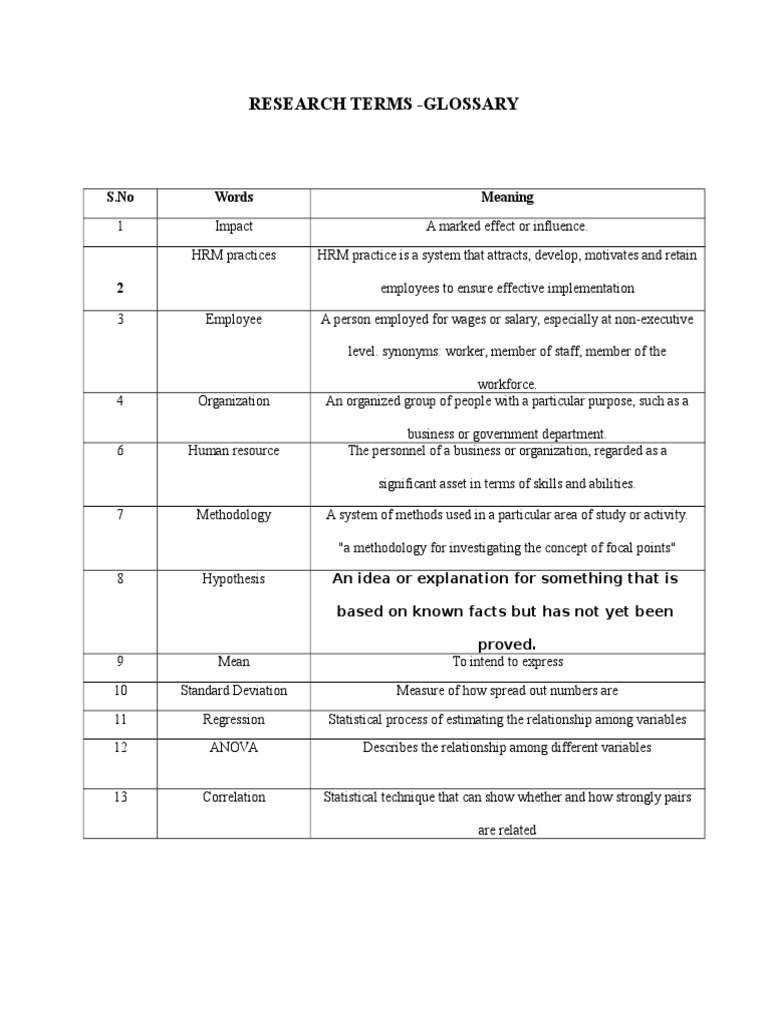 Research Related Terminology | PDF | Correlation And Dependence ...