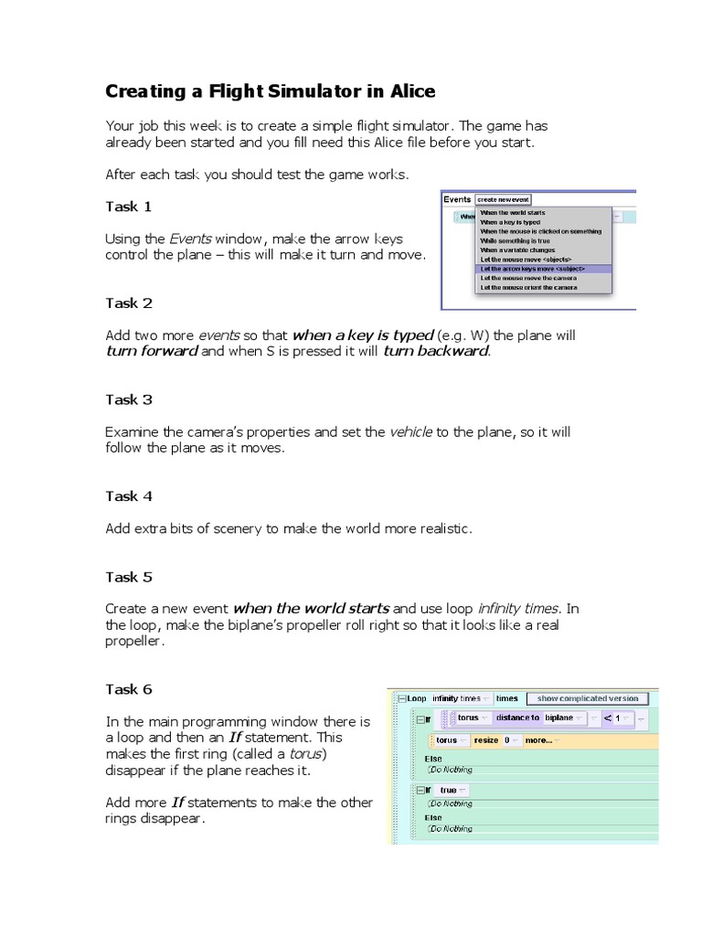 Build a Flight Simulator in Alice | PDF