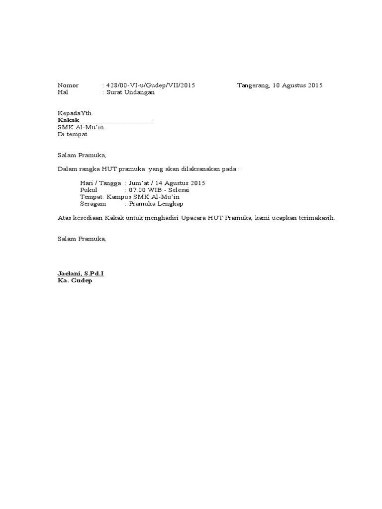 960+ Contoh Undangan Jambore Gratis