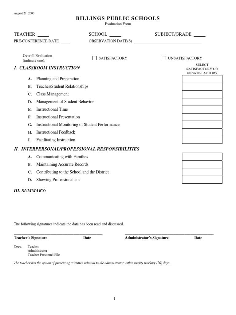 Teacher Evaluation Feedback Form | PDF | Teachers | Educational Assessment