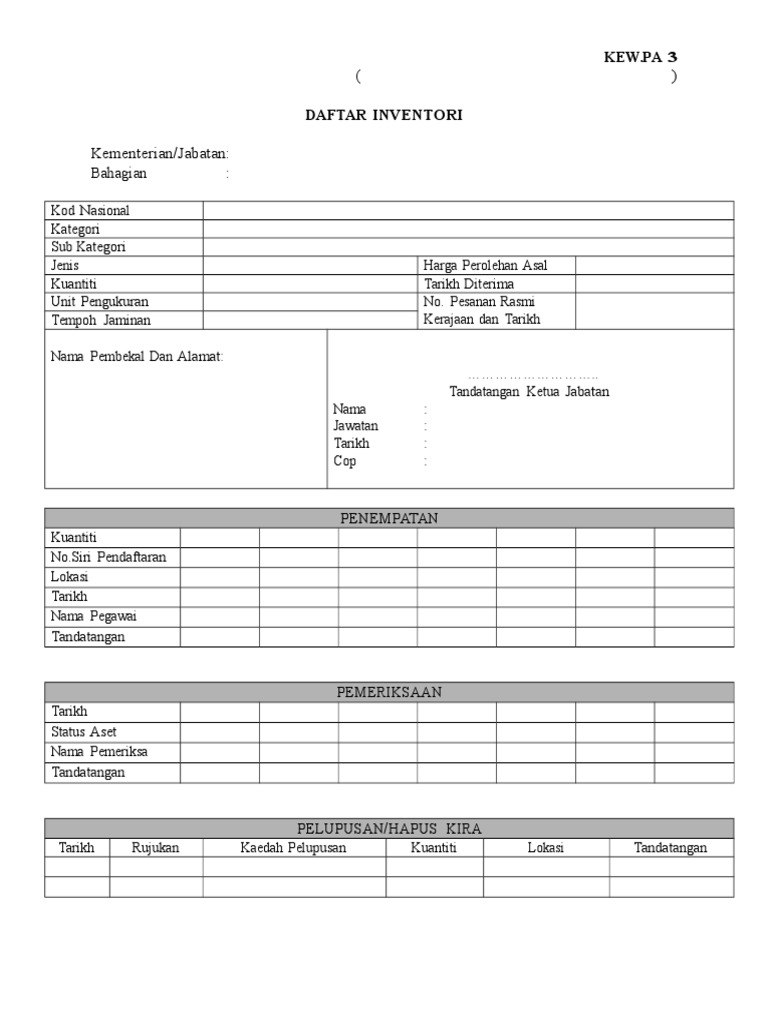 Borang Kew Pa 3