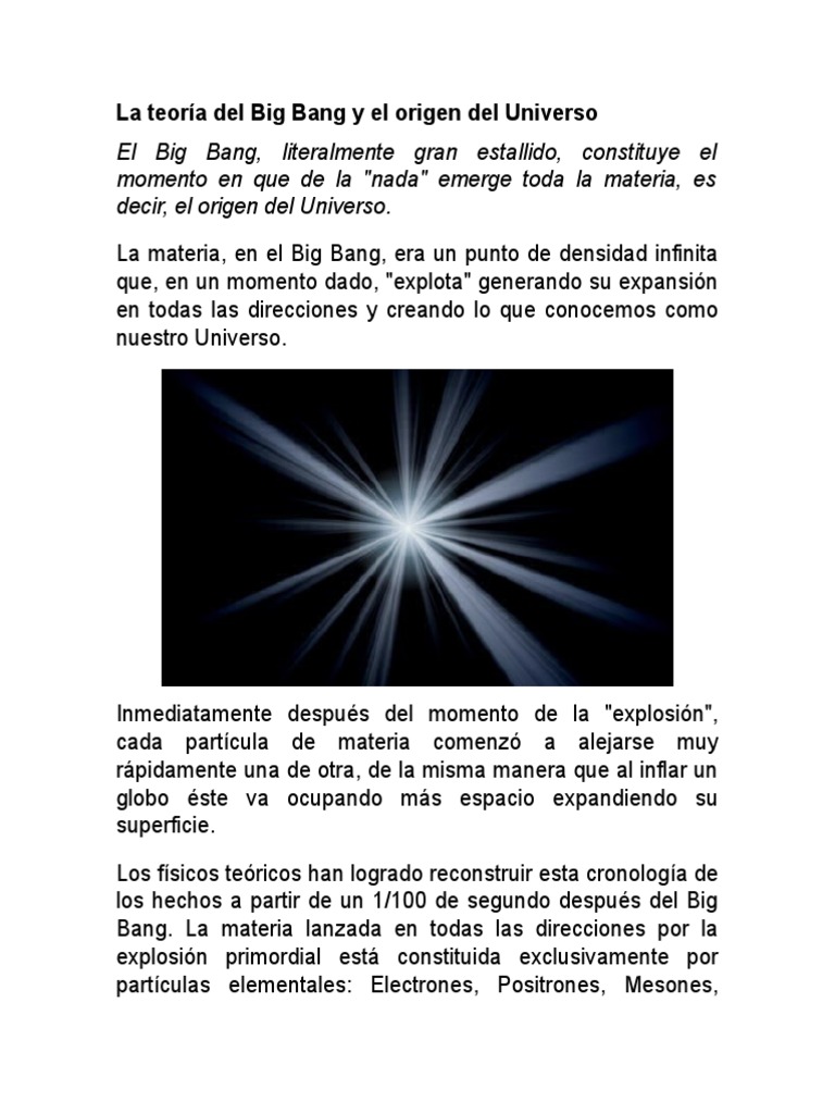 Teoria Del Big Bang In Breve