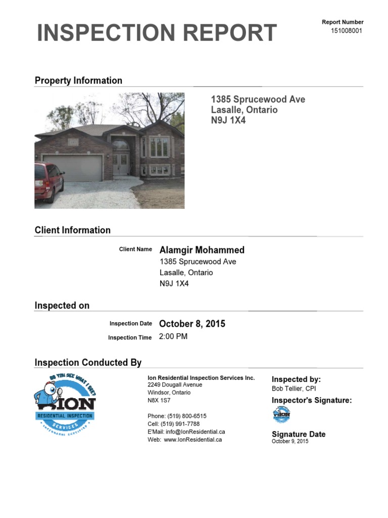 Inspection Report | Building Insulation | Window