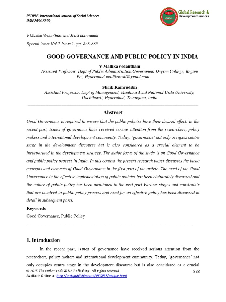 Good Governance and Public Policy in India | PDF | Governance | Good ...