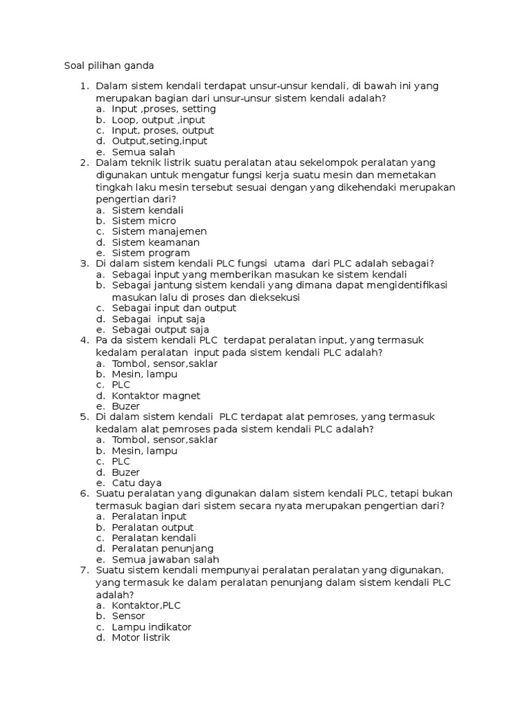 Soal Pilihan Ganda