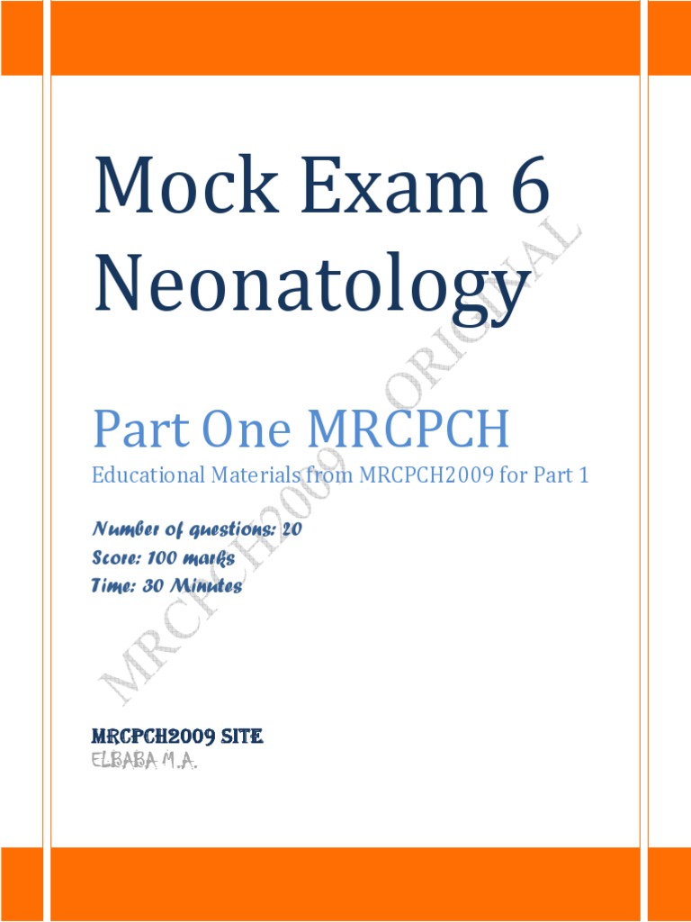 Neonatology Mock Exam 6 PDF | PDF | Diseases And Disorders | Medicine