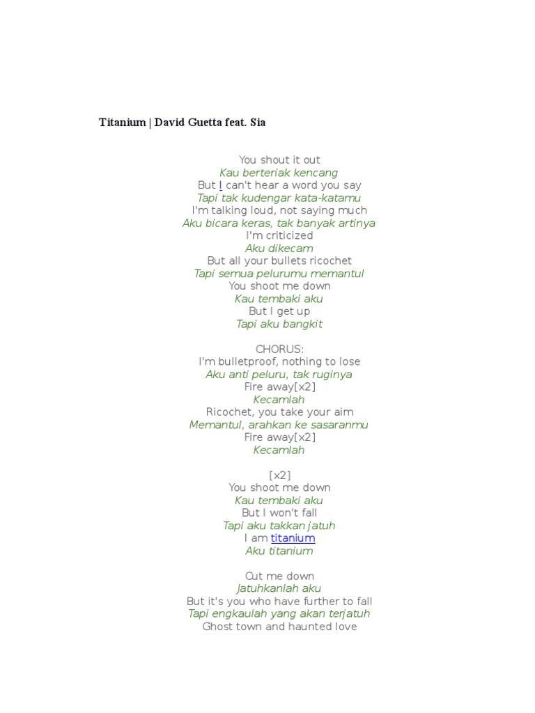 Lirik Lagu Barat Titanium