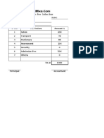 School Fee Slip Format in Excel Template