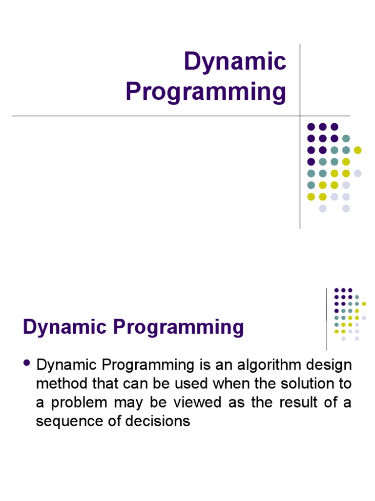 Dynamic Programming | Dynamic Programming | Applied Mathematics