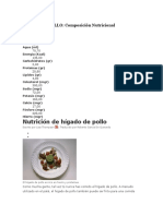 Hígado pollo hierro proteínas