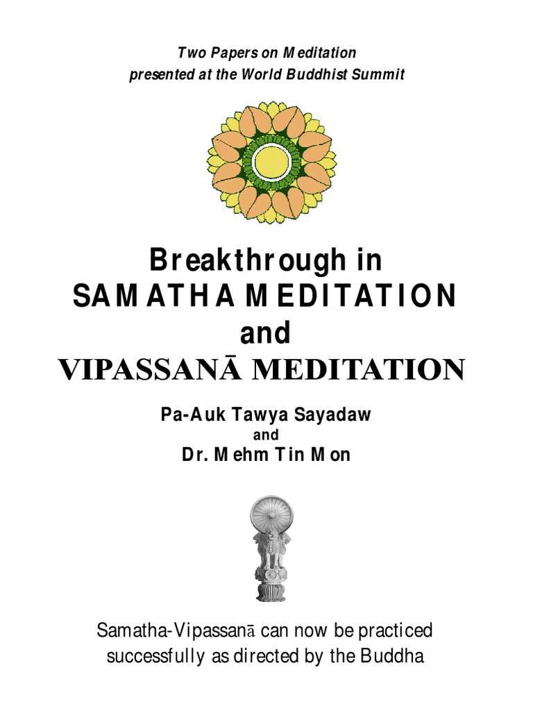 Samatha And Vipassana Meditation Pdf Pdf Vipassanā Nondualism
