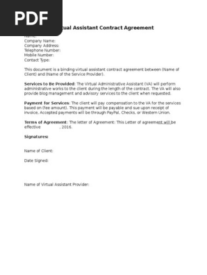 draft virtual assistant contract agreement