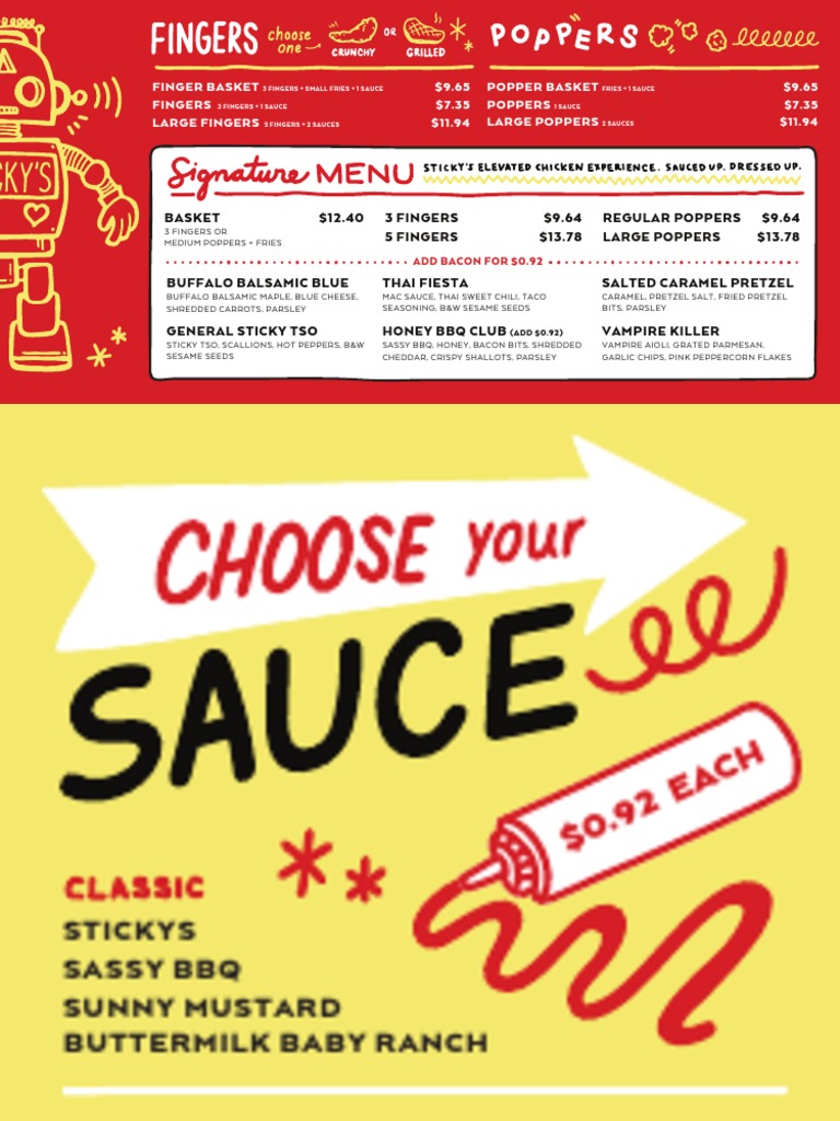 Finger Foods and Sauces Menu | PDF