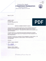 10-03-10 Los Angeles Sheriff Letter To DR Zernik Re Service Comment Report No 200612 Re Richard Fine-S
